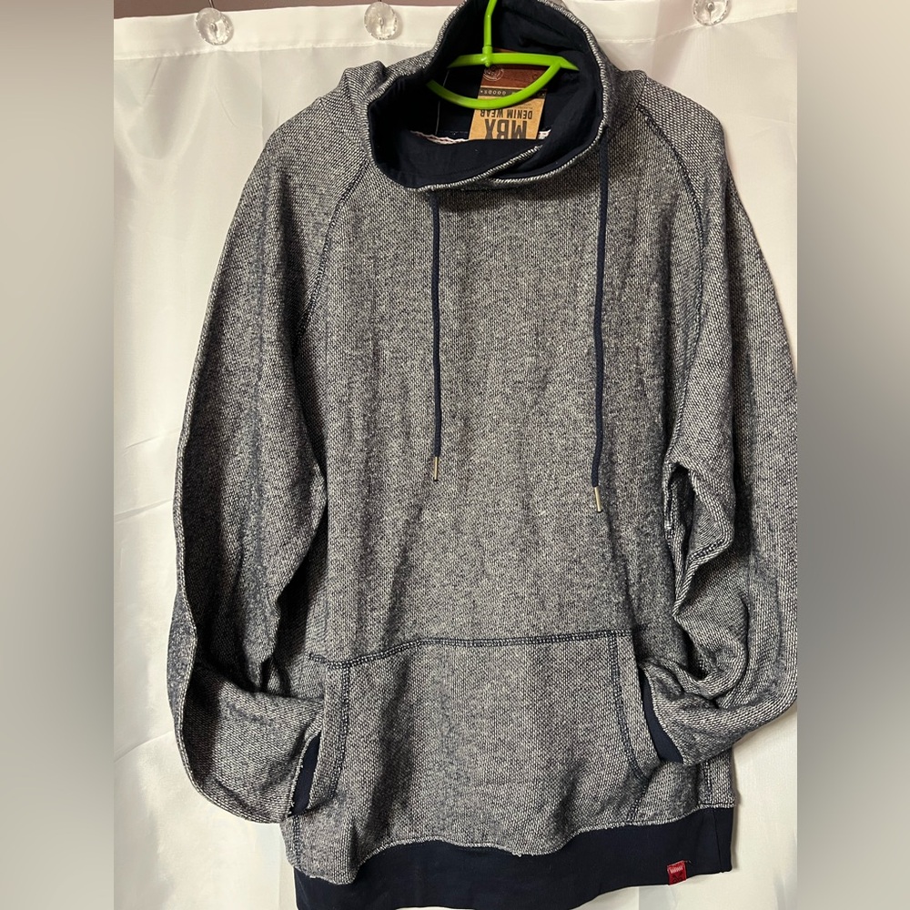 Men’s MBX Denim Wear cotton polyester sweater. Kangaroo pocket. Size XL. Navy